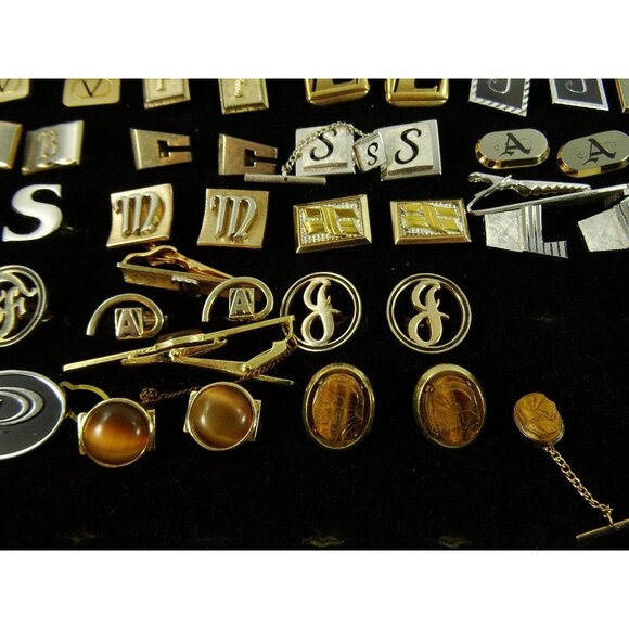 Huge Lot of Cufflinks 30 Pairs Vintage and Designer Cuff Links w Tray - Picture 7 of 9